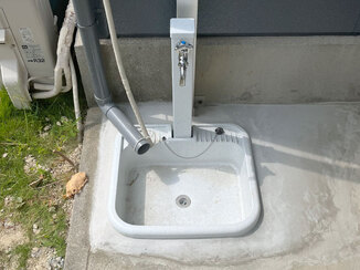エクステリアリフォーム 排水のつまりが解消され、使いやすくなった立水栓